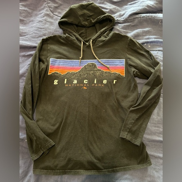 Glacier National Park hooded long sleeve shirt black small - Picture 5 of 5